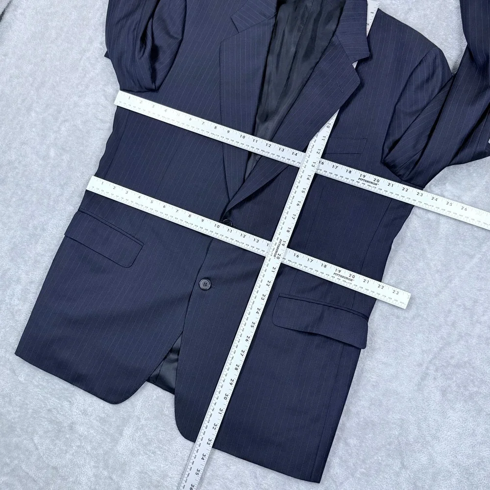 Canali Super 120s Wool Blazer Suit Jacket Mens 44R Navy 13220 Pinstripe 2-Button